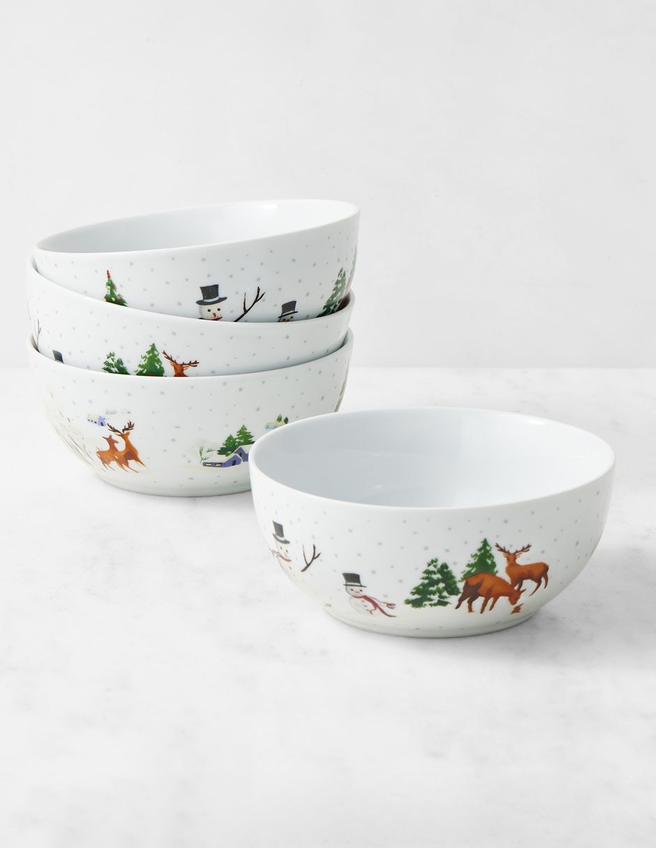 Set bowl Snowy Day 4 piezas de porcelana