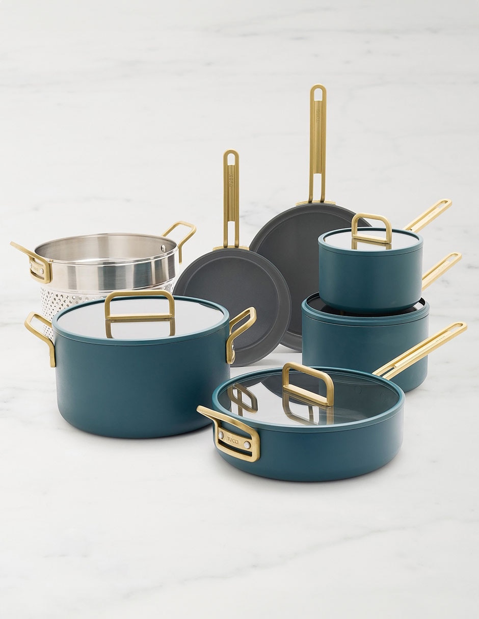 Batería de cocina Stanley Tucci de acero inoxidable antiadherente cerámica 11 piezas