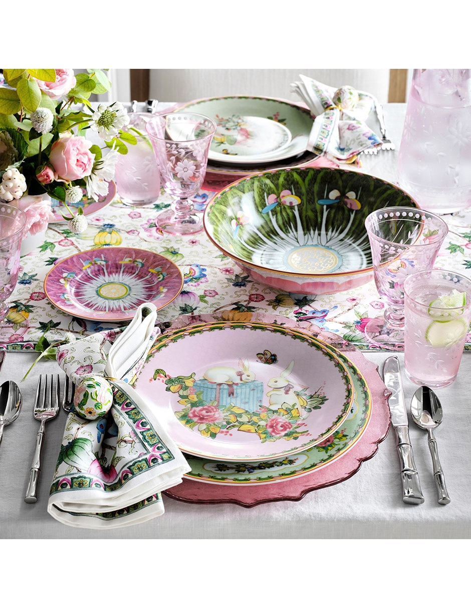 Set platos ensalada Famille Rose de porcelana 4 piezas 2
