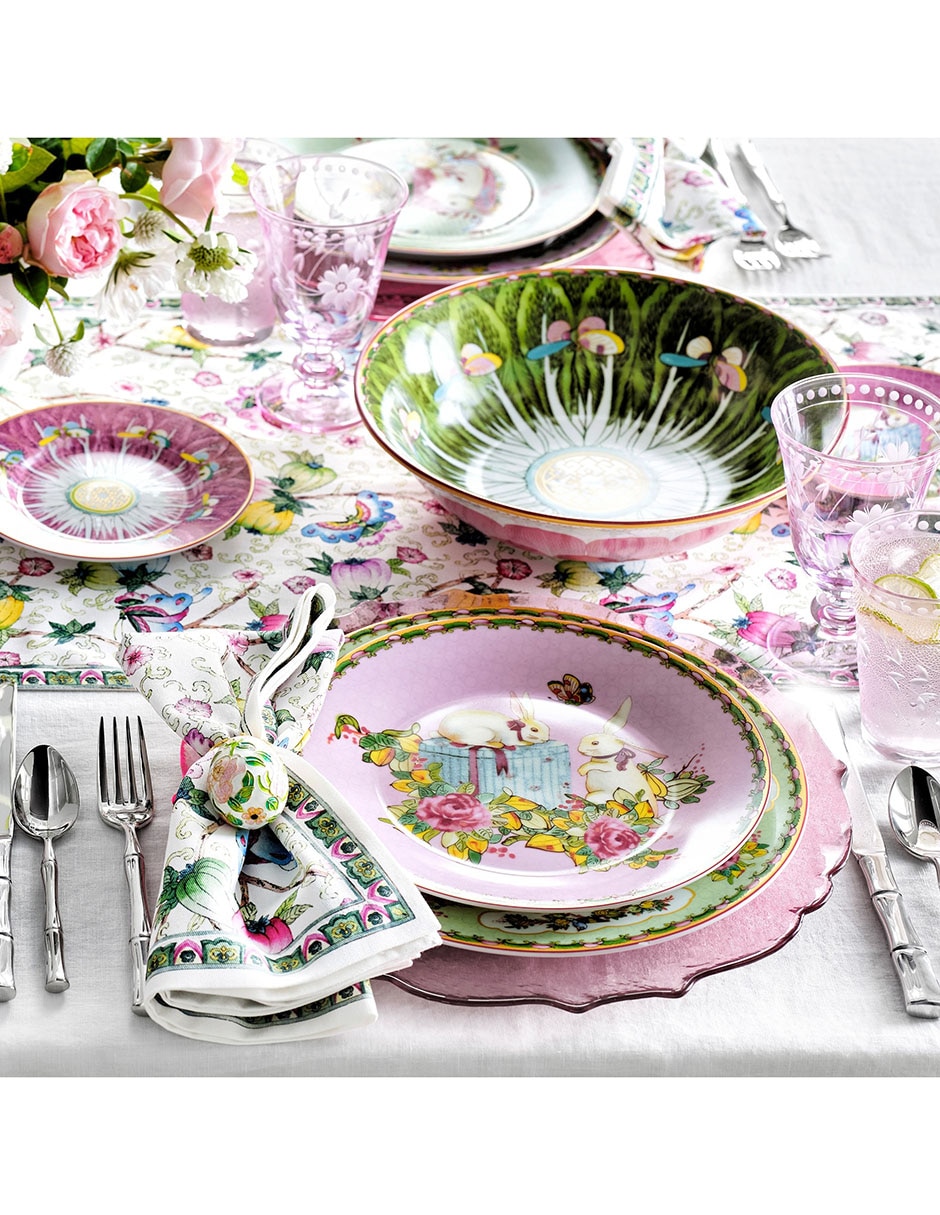 Set platos ensalada Famille Rose de porcelana 4 piezas 5
