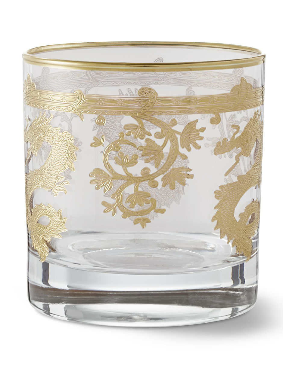 Vaso doble old fashion Gold Dragon de cristal 2