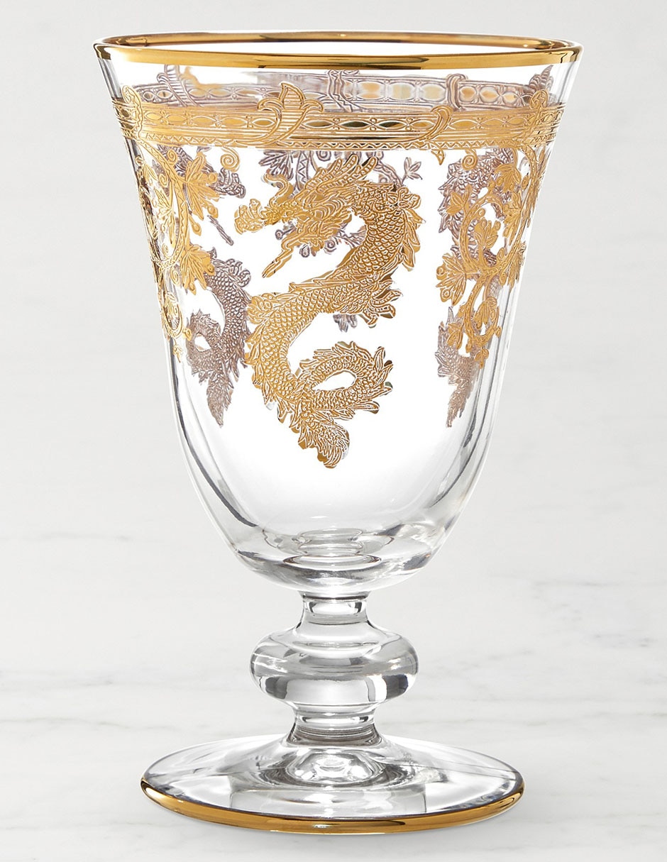 Copa para agua Gold Dragon de vidrio