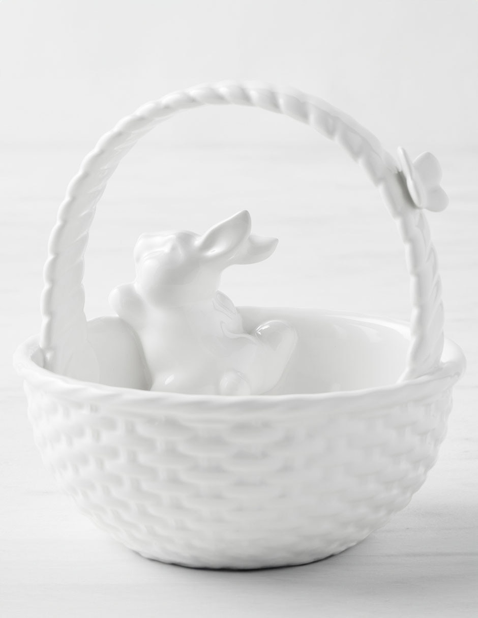 Canasta con forma redondo Sculptural Bunny de cerámica 2