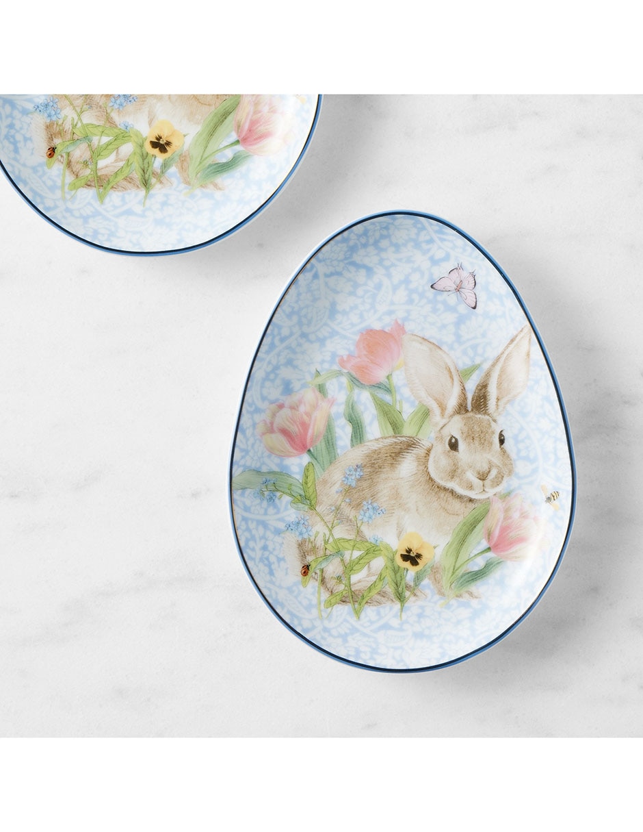 Set platos botana Garden Flowers de porcelana 4 piezas