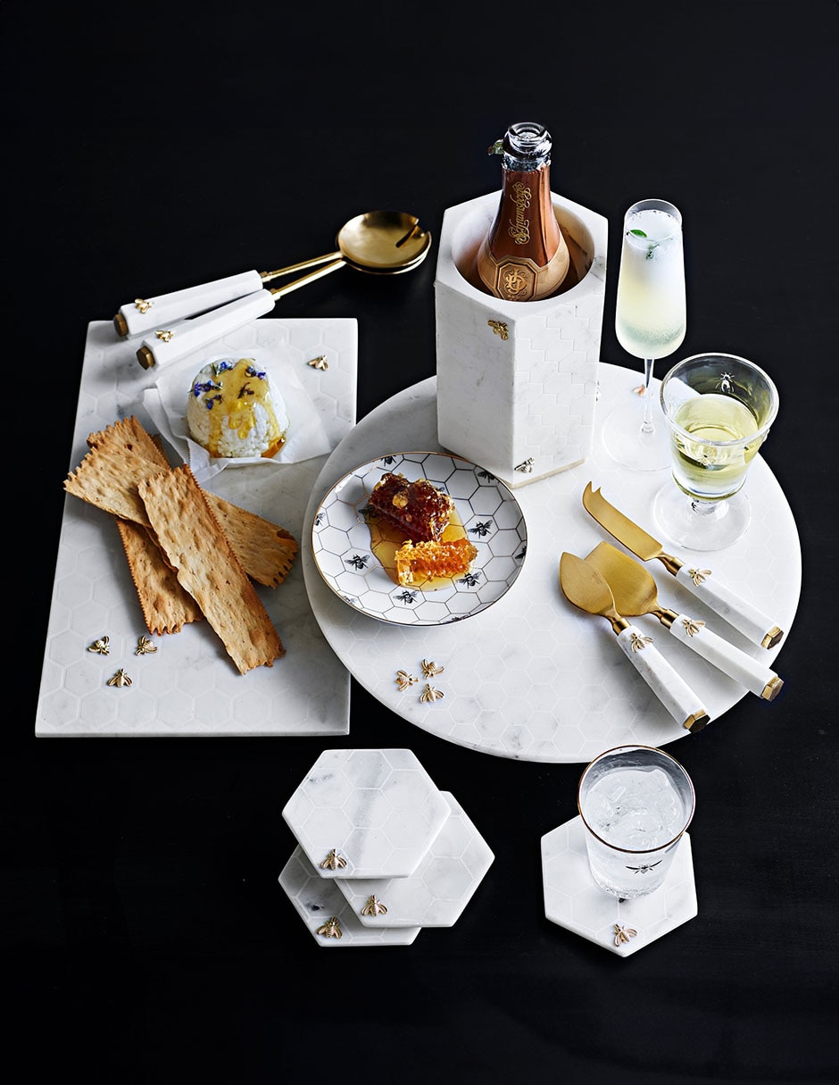 Set de portavasos Honeycomb de marmól 4 piezas 3