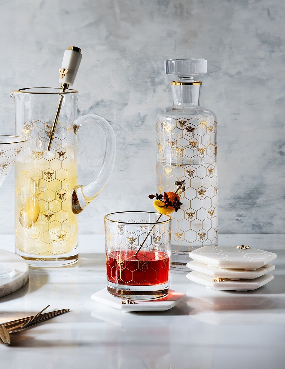 Set de portavasos Honeycomb de marmól 4 piezas 5