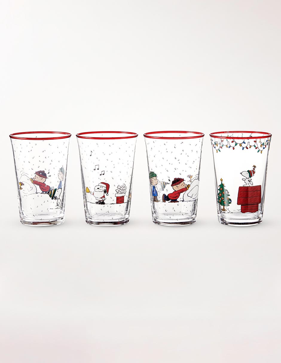 Set de vasos highball Peanuts Charlie Brown de vidrio con 4 piezas Set de vasos highball Peanuts Charlie Brown de vidrio con 4 piezas