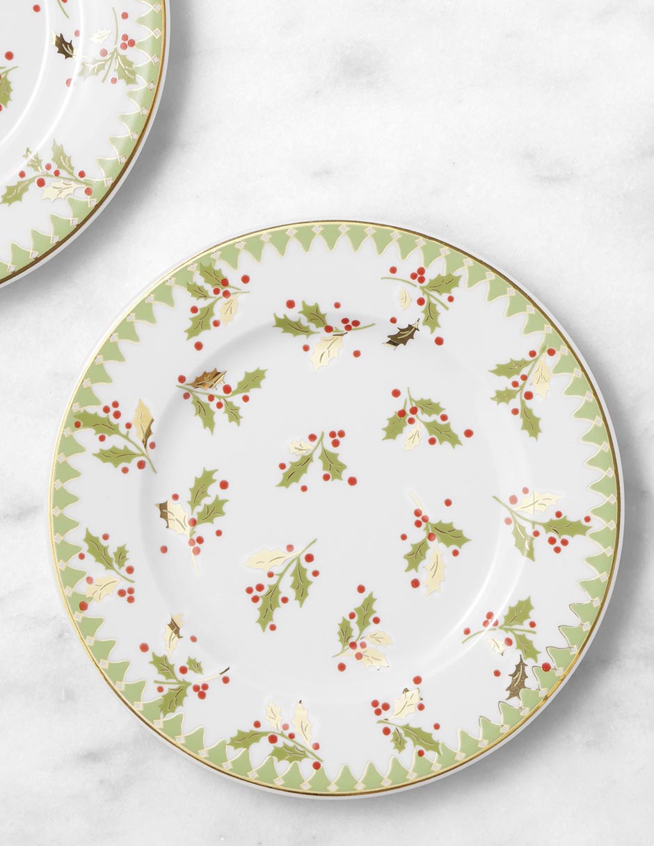 Set platos botana navideño Regency de porcelana 4 piezas