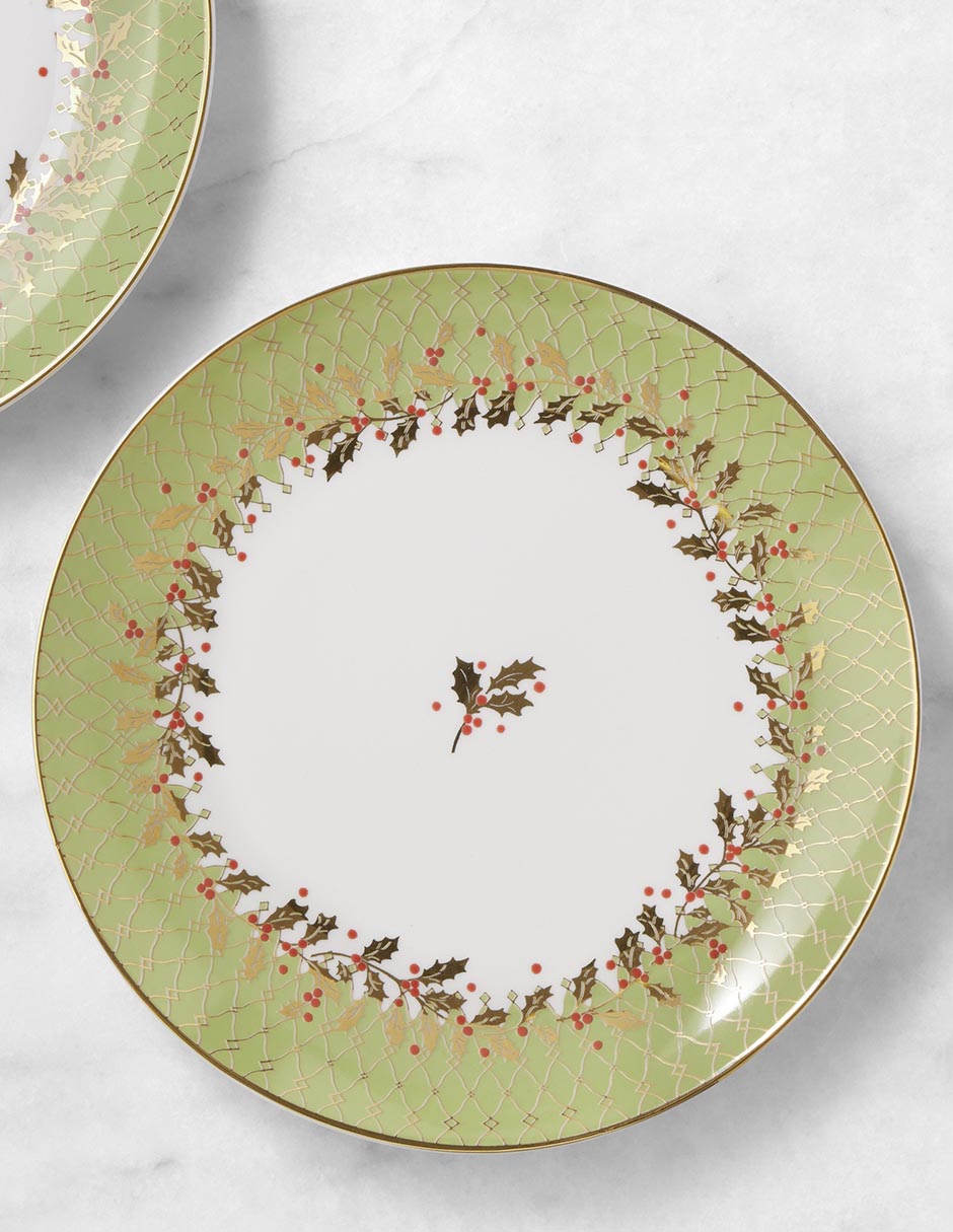 Set platos ensalada navideño Regency de porcelana 4 piezas