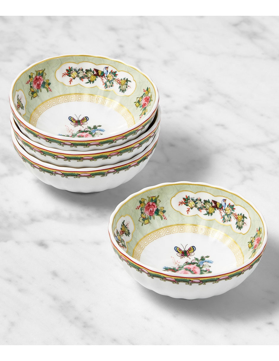 Set bowl Famille Rose 4 piezas de porcelana