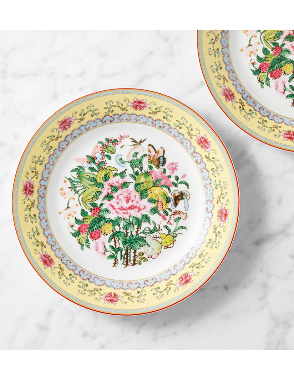 Set platos ensalada Famille Rose de porcelana 4 piezas