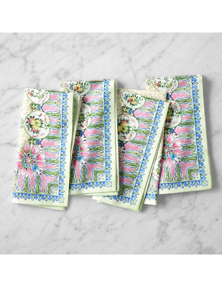Set servilletas Famille Rose de algodón 4 piezas