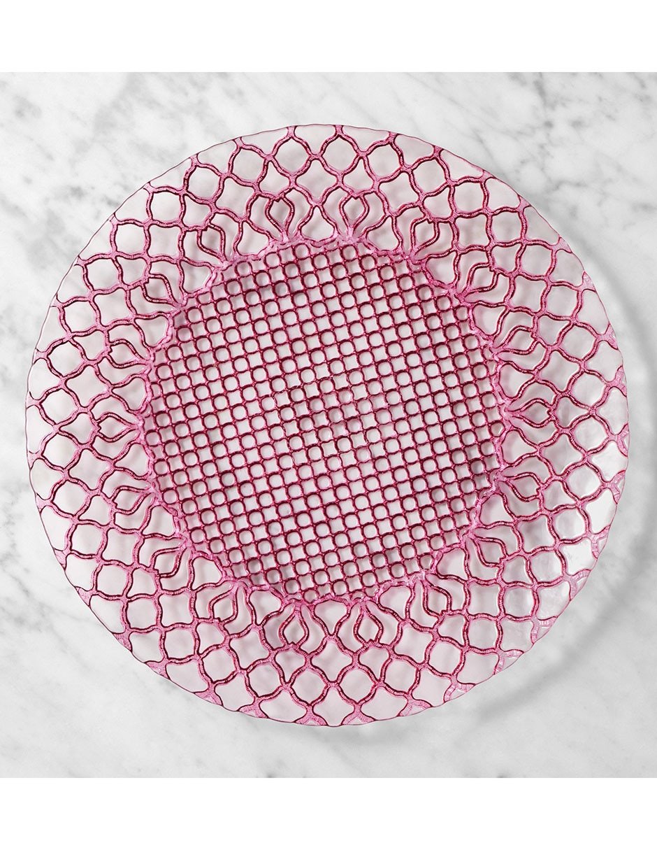 Plato base Basketweave de vidrio
