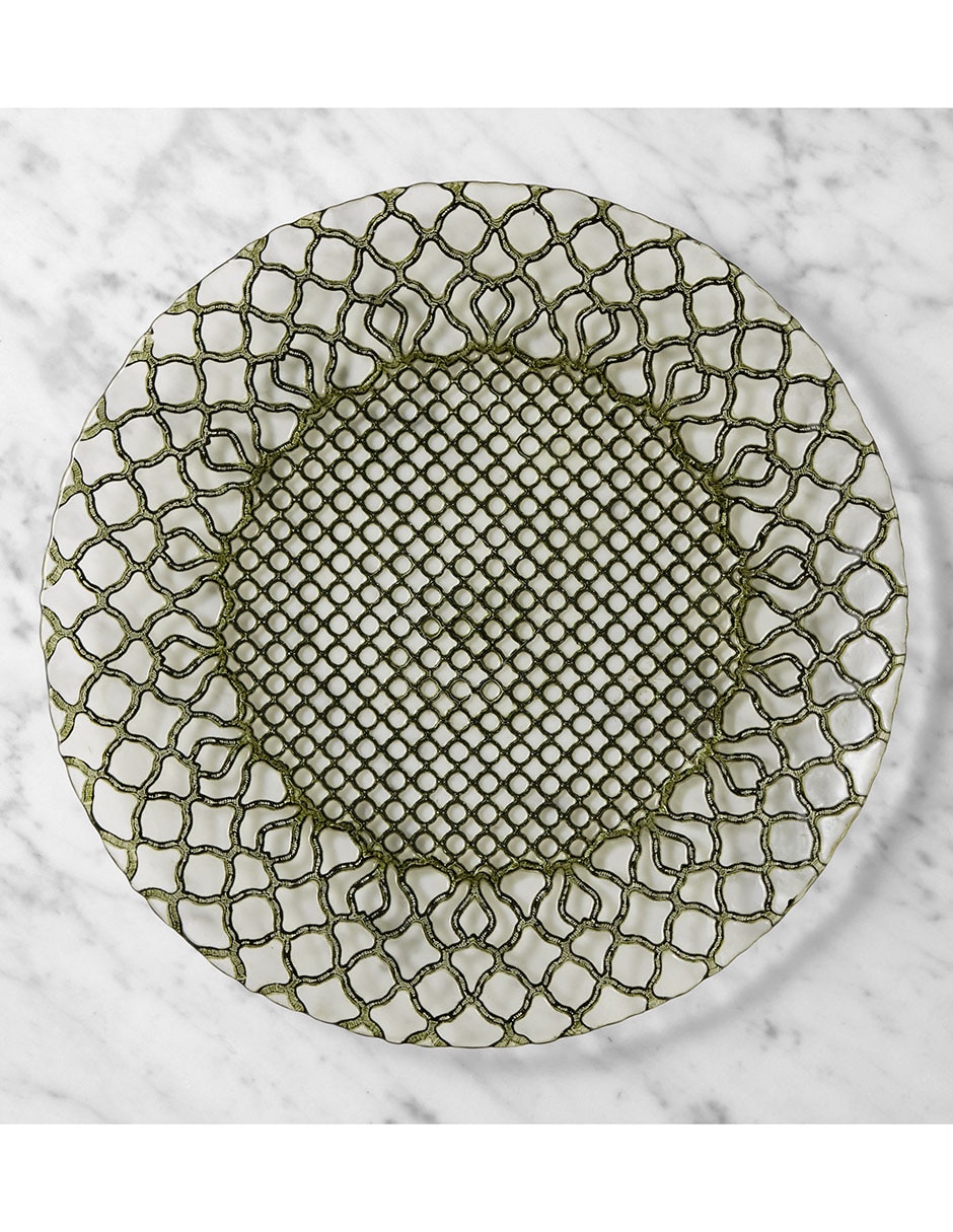 Plato base Basketweave de vidrio 1