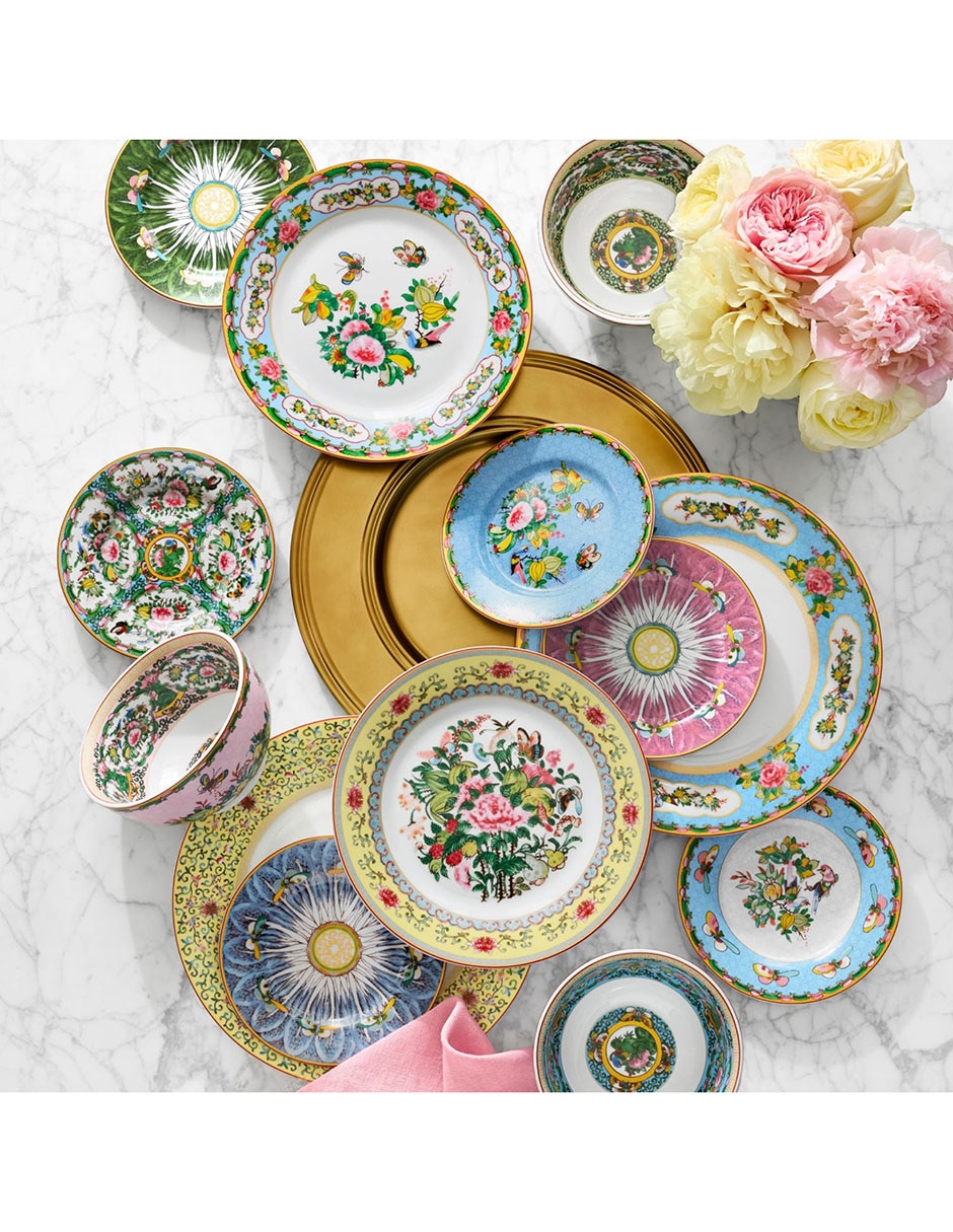 Set plato trinche Famille Rose de porcelana 4 piezas 2